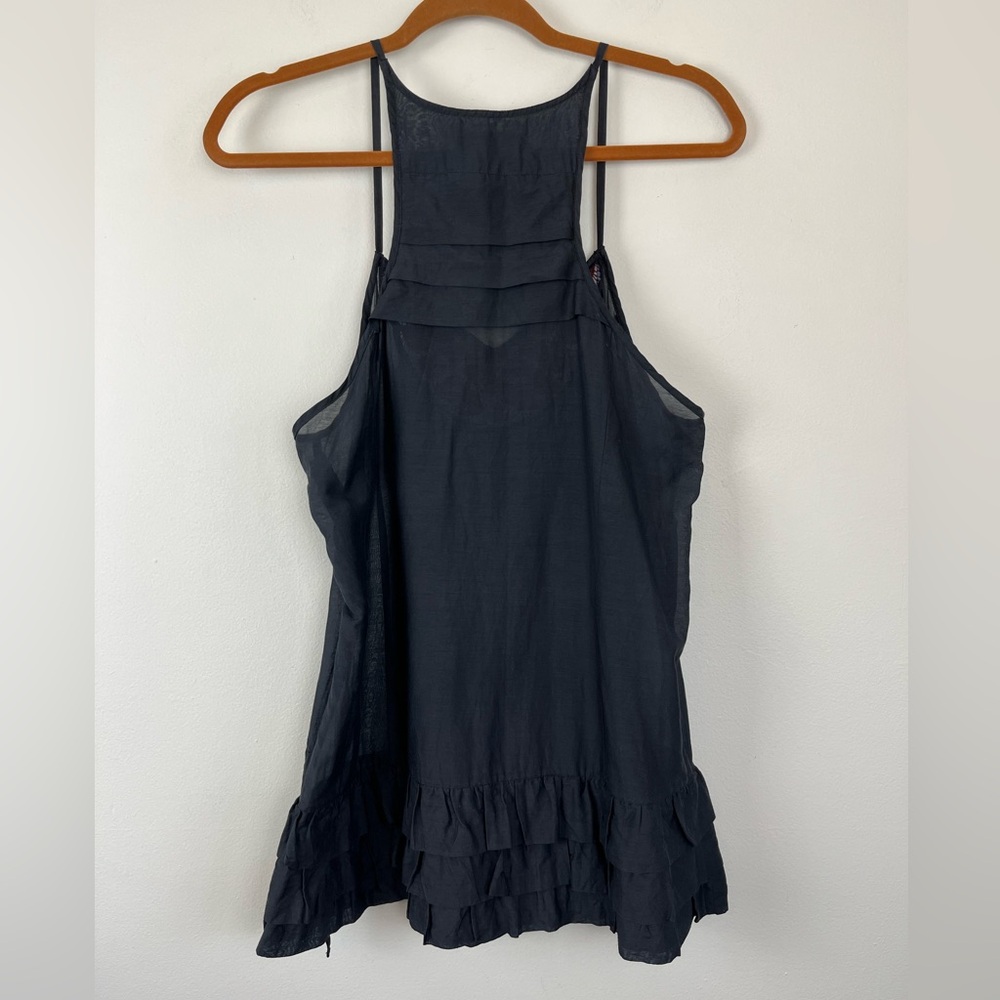 Free People Beaded Black Camisole Tank Top Cotton Silk Blend 12 - Picture 4 of 14